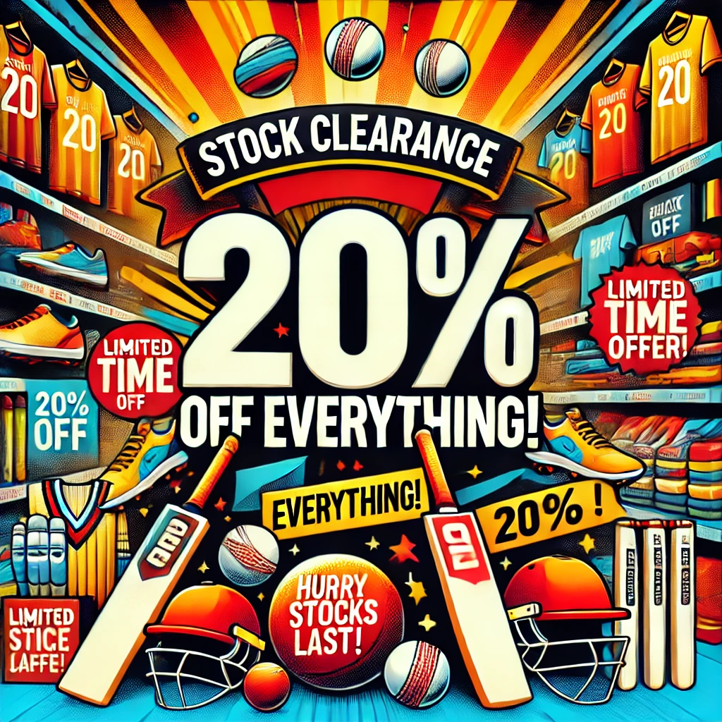 DALL·E 2025 01 20 01.41.18 A vibrant advertisement for a stock clearance sale featuring bold text that says 20 Off on Everything with a background of a retail store showcasi